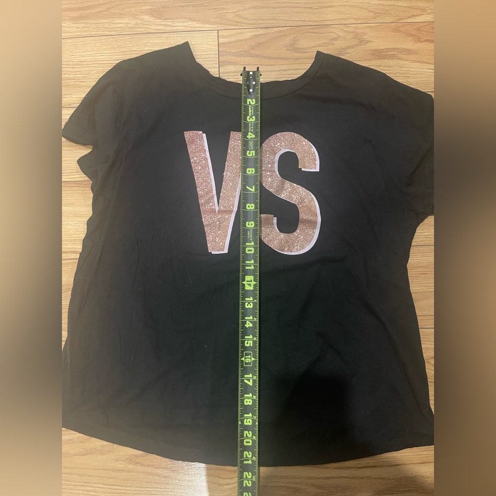 Victoria secret Black T-Shirt with Glittery VS Logo large - Picture 2 of 3